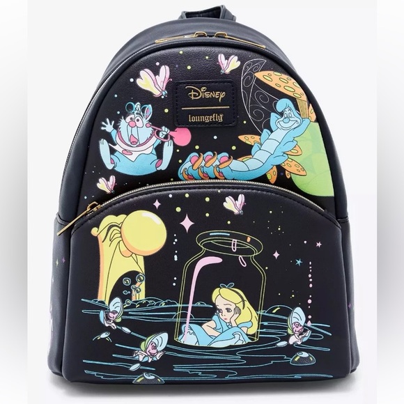 NWT FACTORY SEALED Disney Loungefly Alice In Wonderland Glow In Dark Backpack - Picture 1 of 8